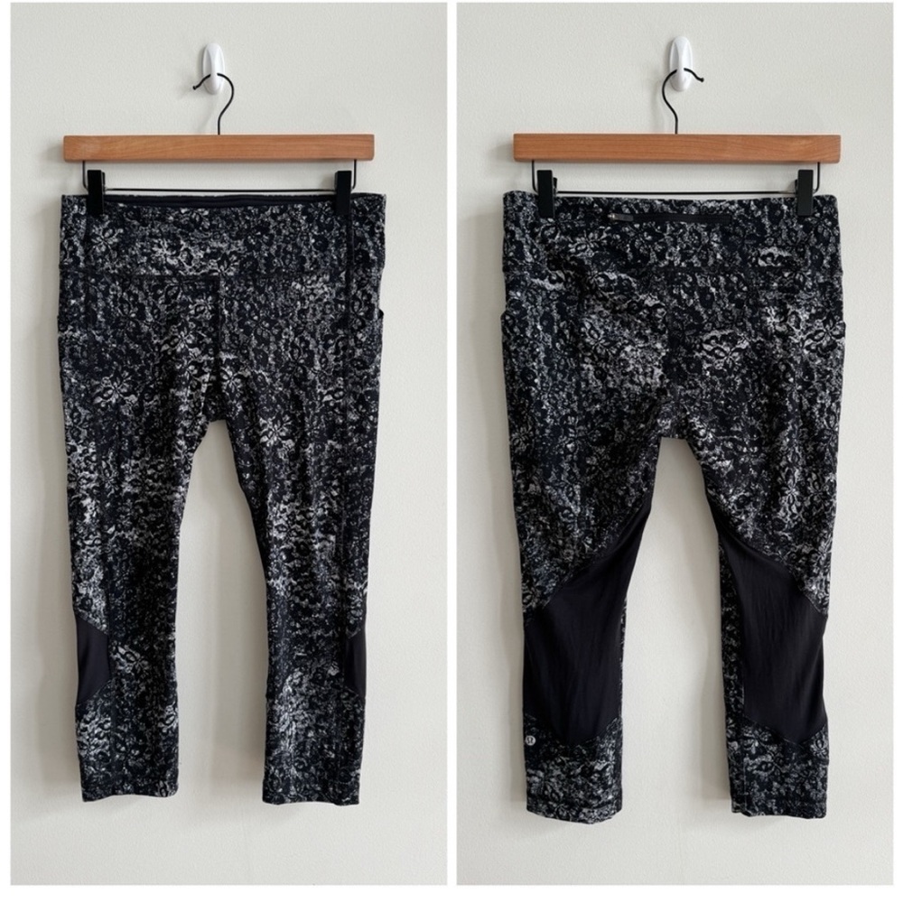LULULEMON • Pace Rival Crop *22" in Achromatize Ice Grey Black • 8